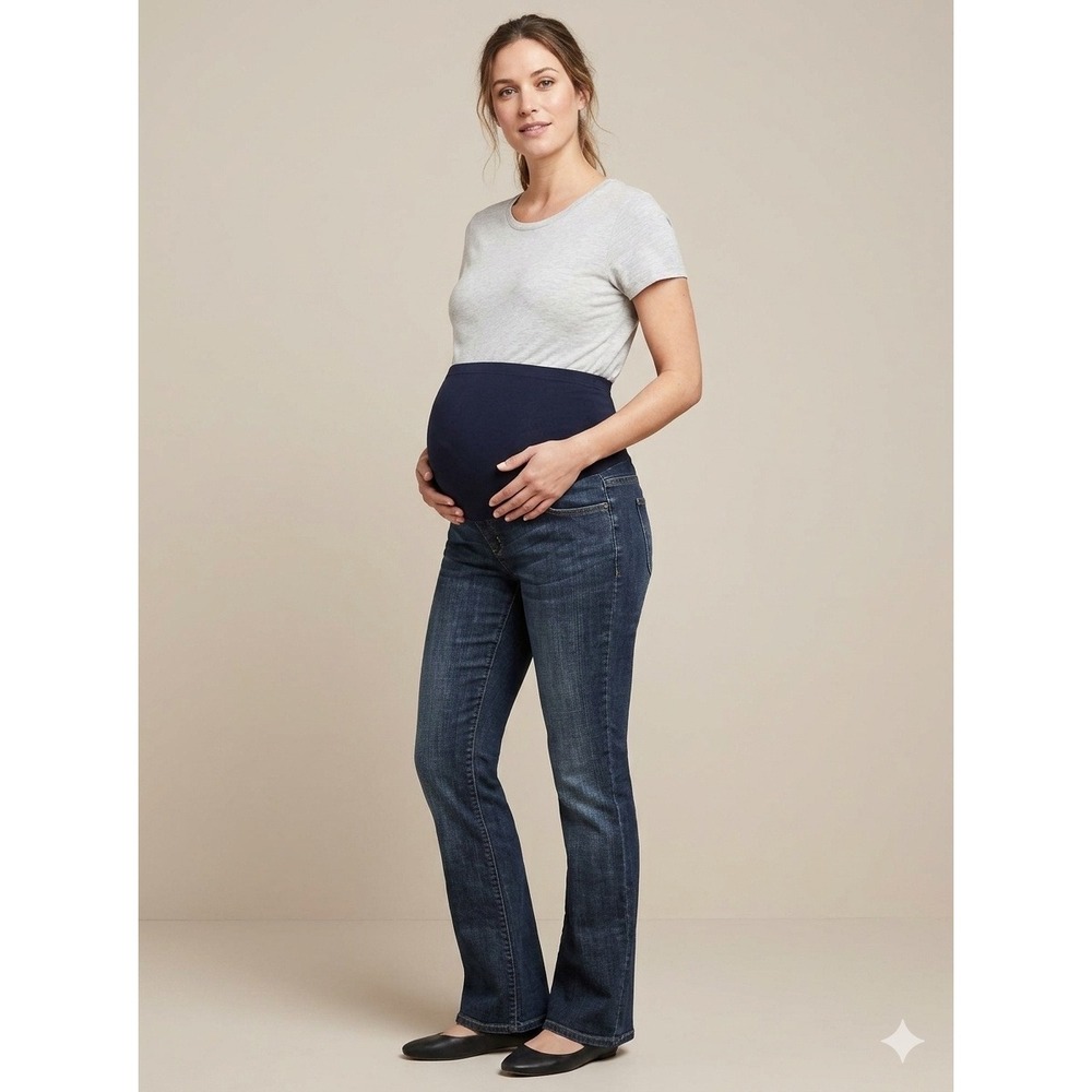 Gap Maternity Bootcut Jeans Dark Wash Full Panel Stretch Denim Size 2 Regular